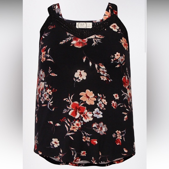 Maurices Navy Floral Crotchet Sleeveless Tank Top - Picture 1 of 8